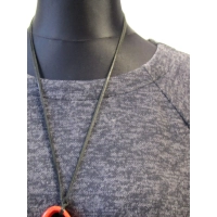 Ciepła trapezowa Tunika z wydłużonym tyłem - granatowy melanż